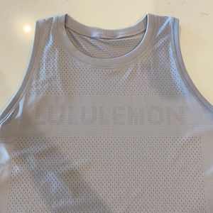 Lululemon cropped logo tank top, light wash lavender